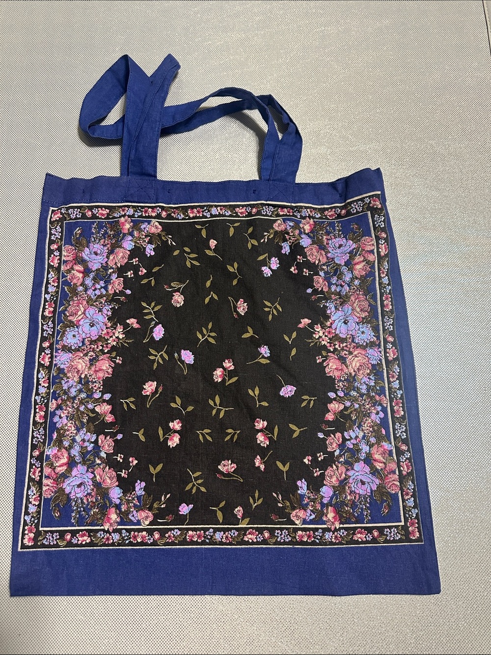 Rouje Paris Blue Floral Canvas Tote Bag - Picture 5 of 8